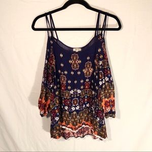 Lily Star Cold Shoulder Long Sleeve Blouse M